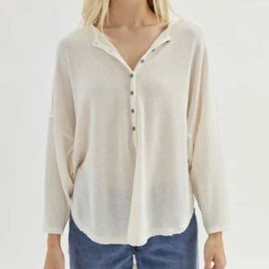 Out From Under Staying In Henley Top - Off White - Size Medium